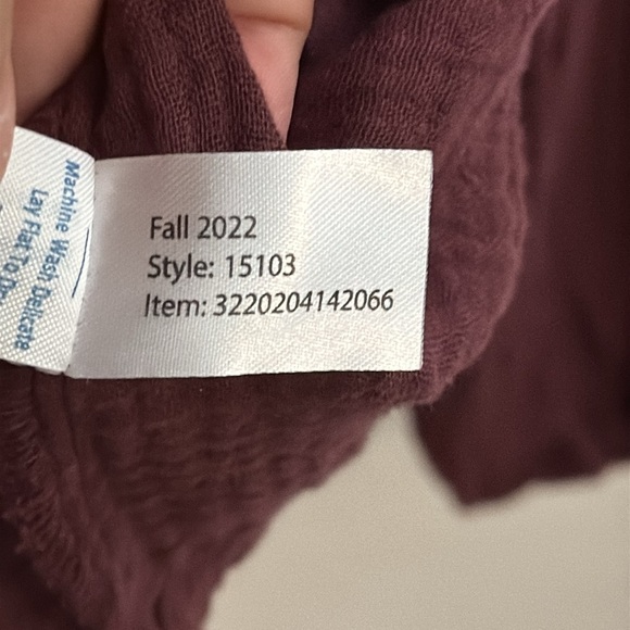 Marine Layer Colette 100% Cotton Gauzy Button Front V-Neck Puff Sleeve Blouse L - Picture 9 of 12